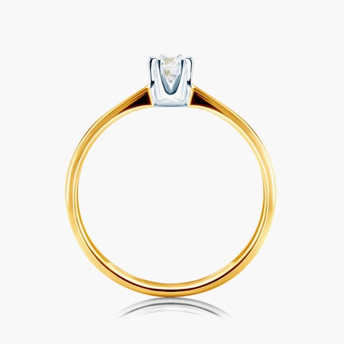 Pierścionek zaręczynowy SAVICKI: dwukolorowe złoto, biały szafir